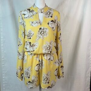 Lila Rose Yellow Floral Long Sleeved Romper